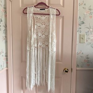 Vintage Boho Crochet Fringe Vest